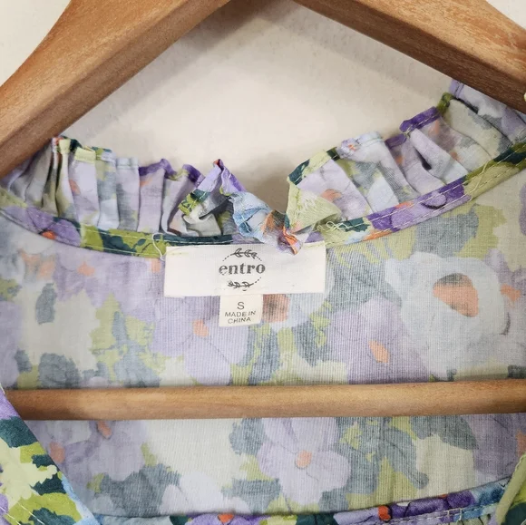 Entro Floral Dress in Purple and Green - Picture 7 of 7